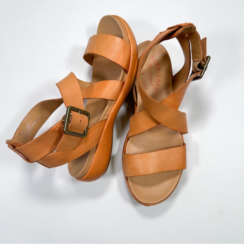 COPY - Kork Ease Womens Brown Criss Cross Leather Ankle Strap Sandals Size 6